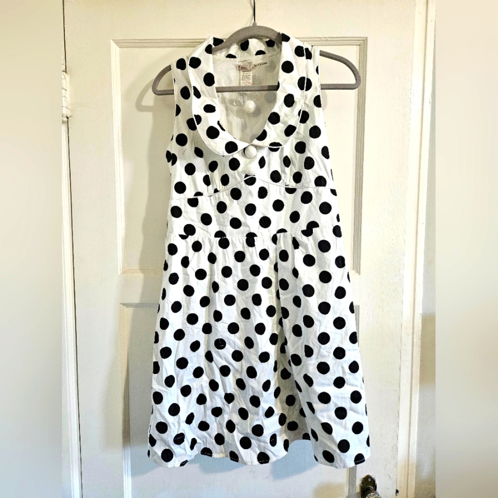 Peter Pan Collar Polka Dot Scooter Dress Large